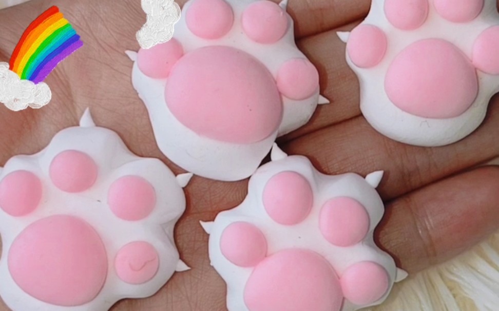 粘土日记|粉色猫咪爪爪