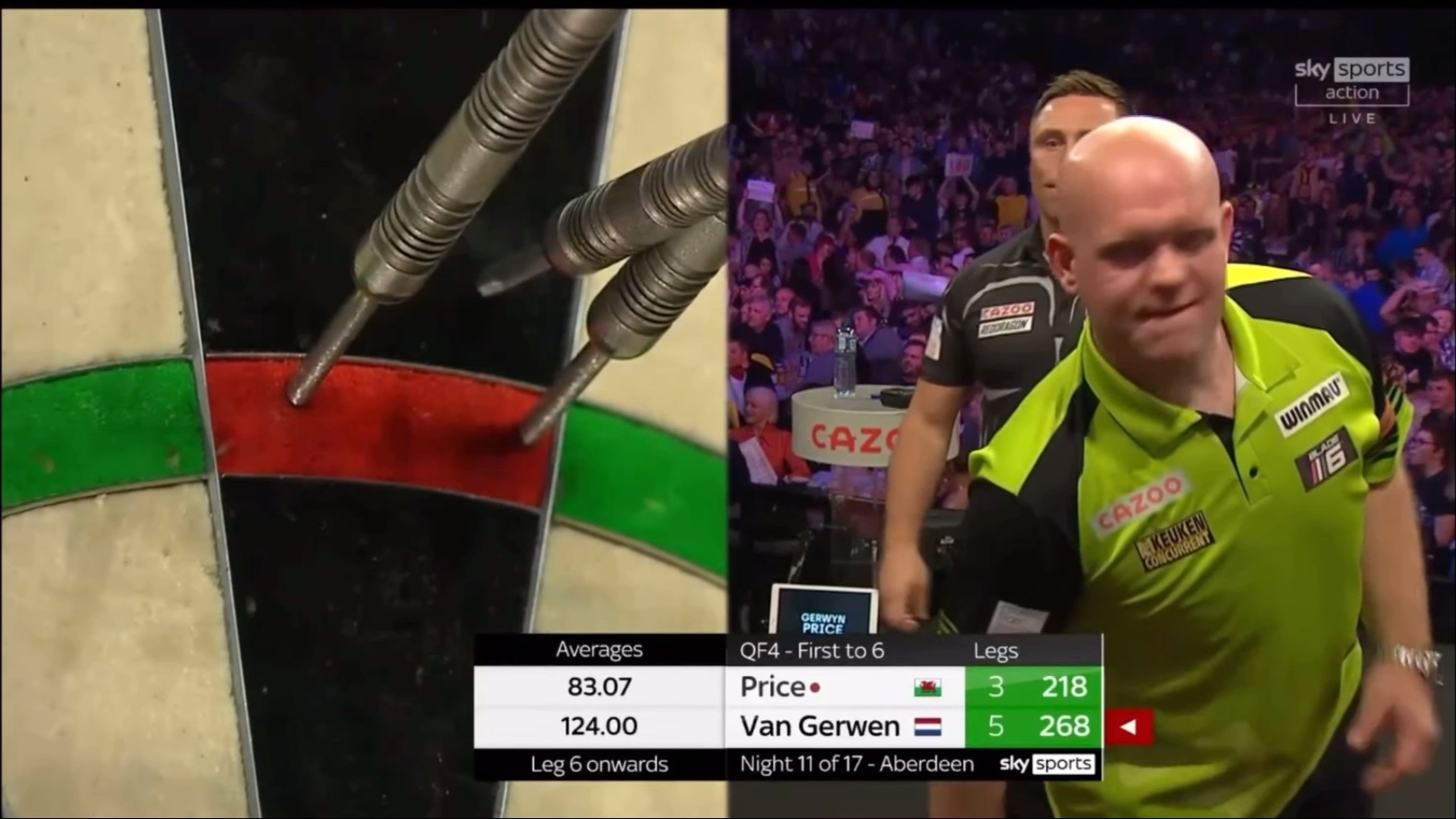 2022英国飞镖超级联赛night11世界排名第三范格文对战第二格温普莱斯