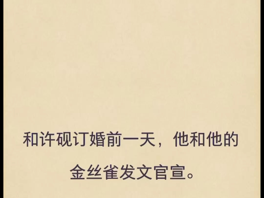 (完结)和许砚订婚前一天,他和他的金丝雀发文官宣.