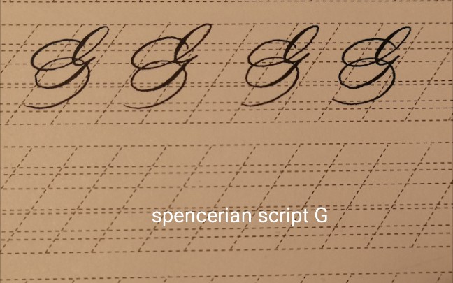 「直杆点尖蘸水笔」斯宾塞体spencerian script字母 g 手写英文书法by
