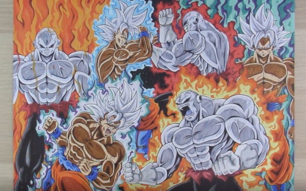 [图]手绘七龙珠系列 Drawing GOKU vs JIREN ✖️ The EPIC Fight of Dragonball Super ✖️ - TolgArt