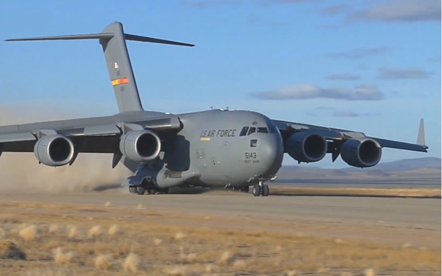 【运输机鉴赏】4k原声 | 美国空军c-17运输机起降飞行