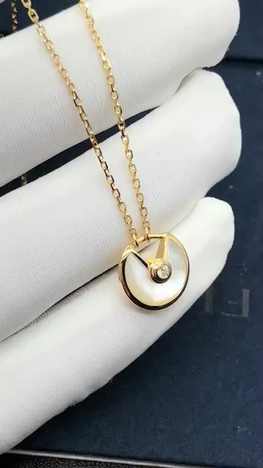 卡地亚白贝母护身符项链定制【世纪珠宝定制】