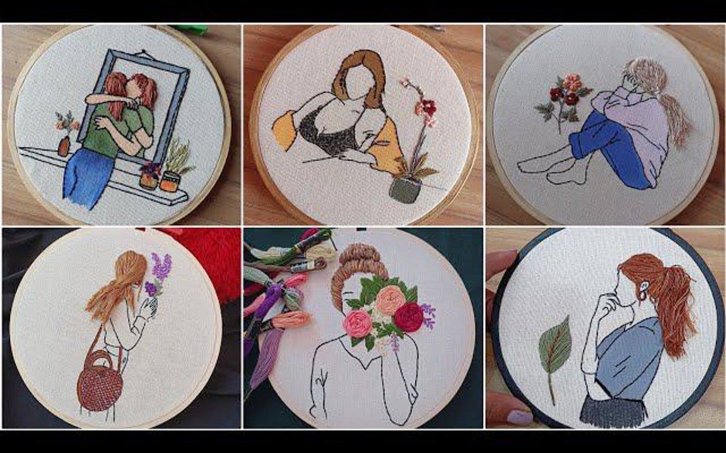 十月箍艺术刺绣箍艺术女孩和头发刺绣让我们一起探索