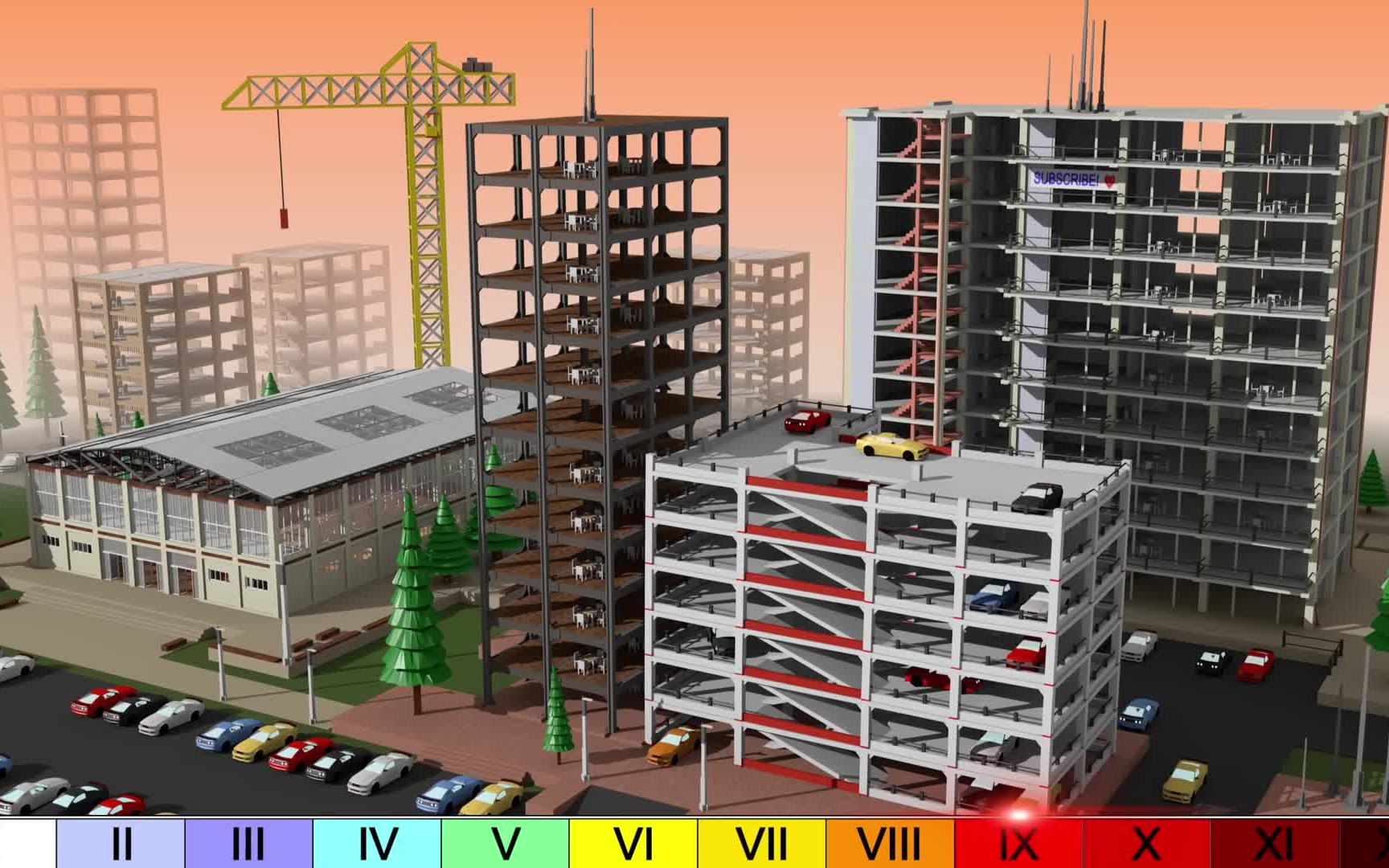 [图]【建筑灾害模拟】模拟城区抗震效果（麦氏1-12级）（作者：EarthquakeSim）