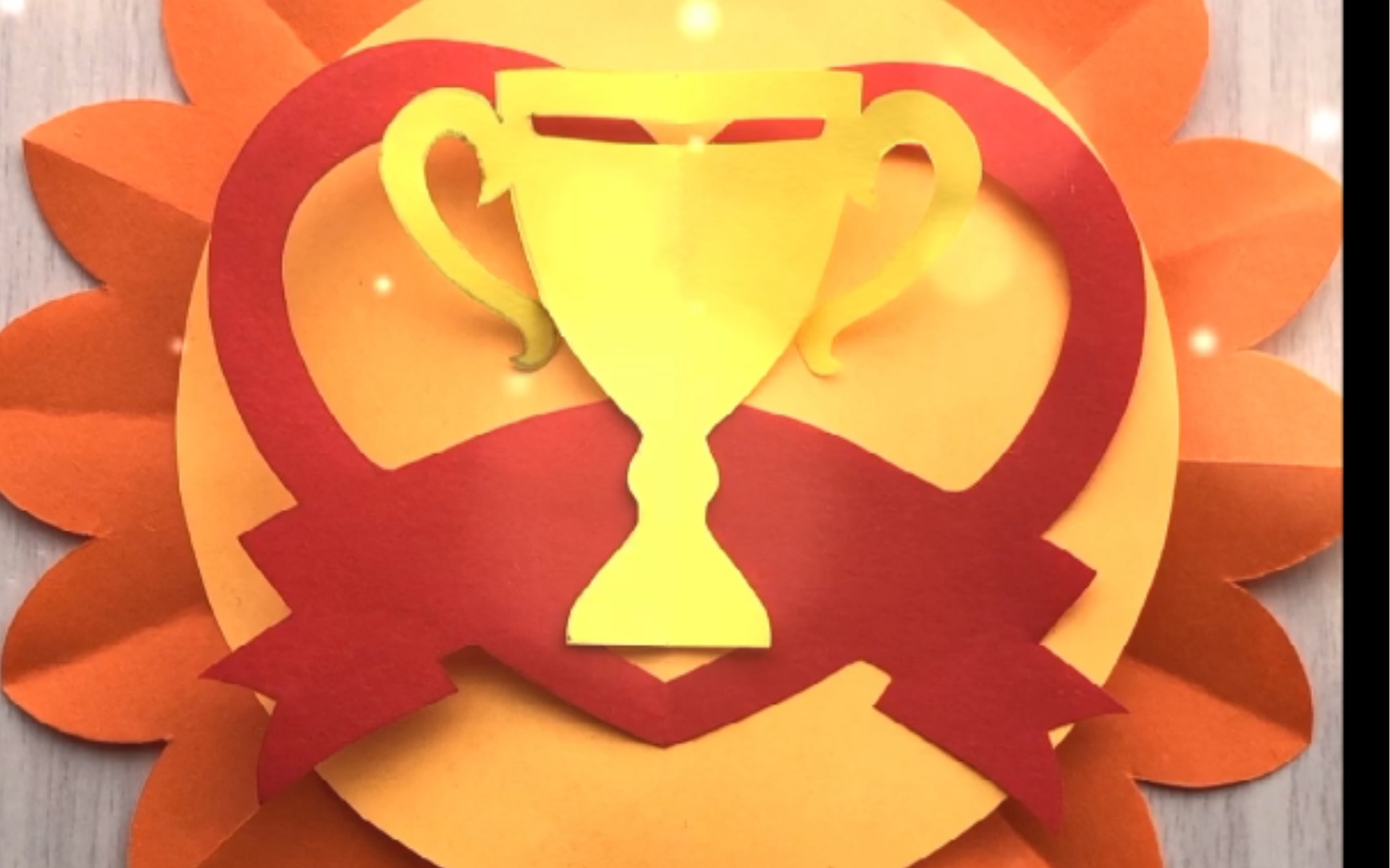 母亲节爱心奖杯剪纸手工