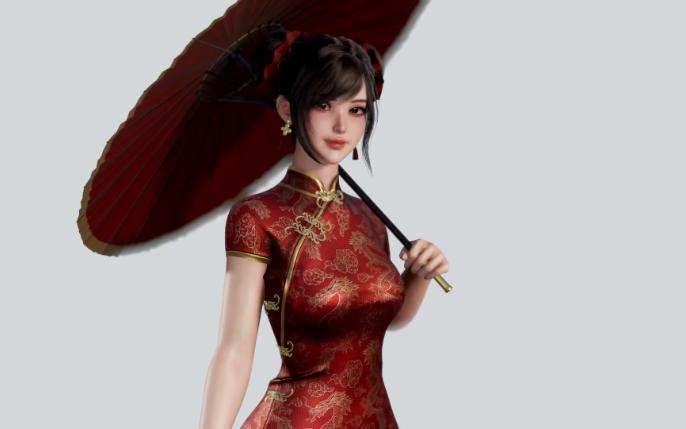 ue5虚幻高质量资产白嫖分享-精品中国风古代旗袍服装美女角色游戏模型