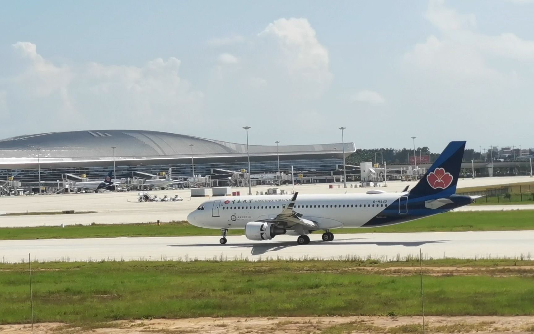 青岛航空a320(b-8442)执行qw6127航班降落湛江吴川机场zha