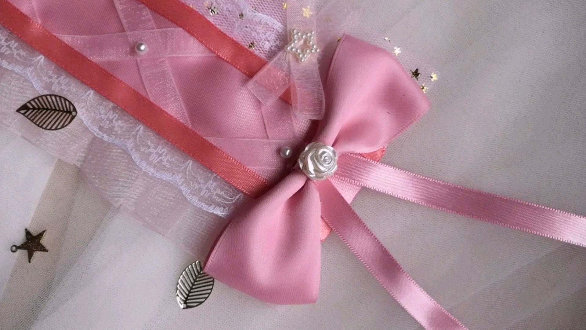 粉色蕾丝洛丽塔发带耶