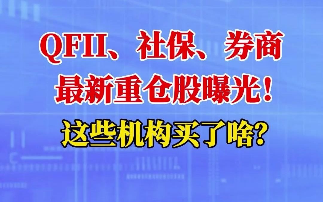 QFII、社保、券商最新重仓股曝光!这些机构买了啥?哔哩哔哩bilibili