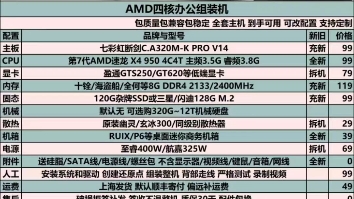 AM4平台四核办公组装机 AMD锐龙主板CPU套装 AMD四核办公组装机A320MK+第7代AMD速龙+盈通GTS250/GT620显卡哔哩哔哩bilibili