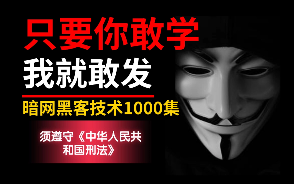 【判刑率99.9%】暗网黑客技术1000集,零基础入门到进阶,只要你敢学我就敢发!哔哩哔哩bilibili