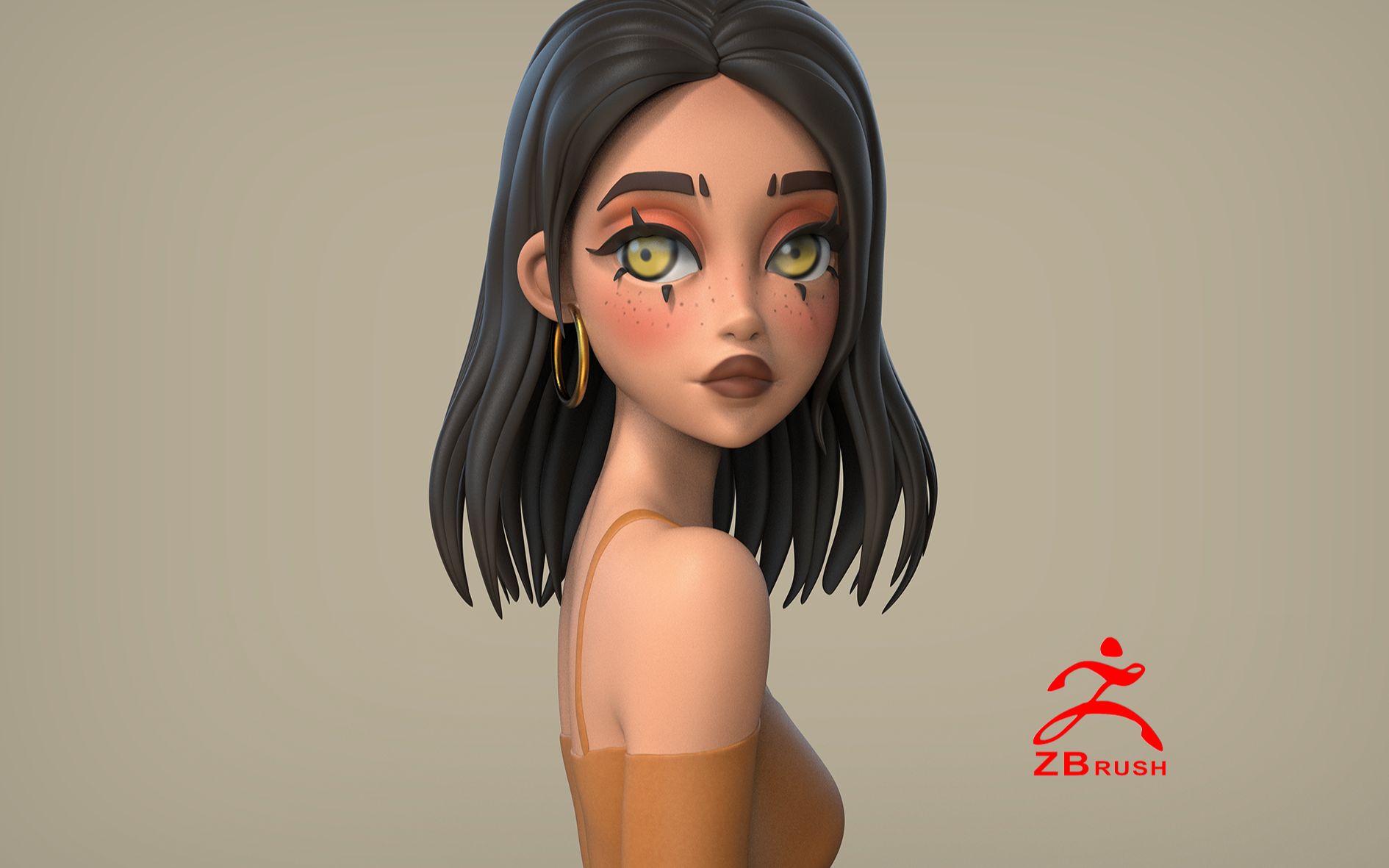 zbrush女性模型雕刻,案例全教学建模 上色