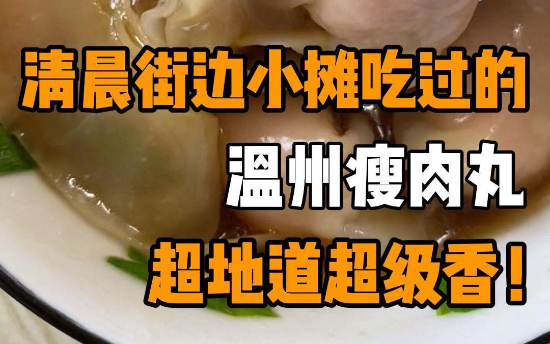 这是我在温州一个街边小摊吃过的,超正宗的温州瘦肉丸.配上肉燕皮馄饨巨香无比,吃过一次根本忘不了~哔哩哔哩bilibili