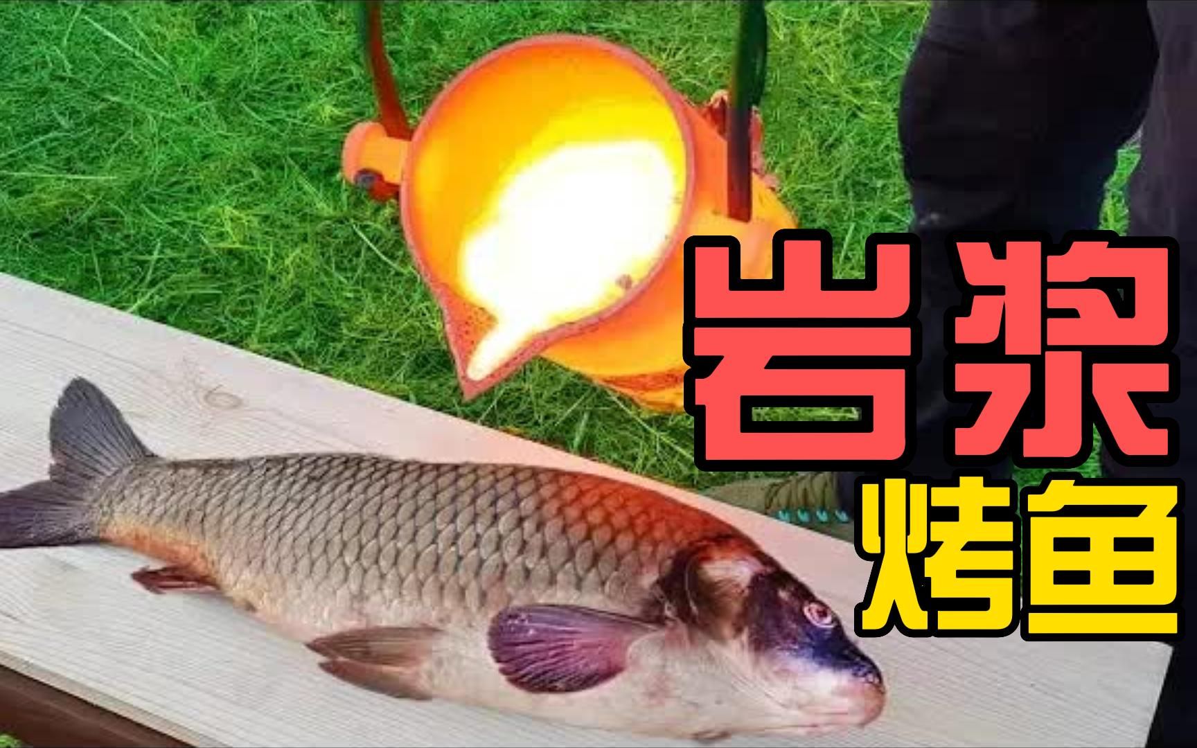 用1500度的熔岩浇到鱼上,会有啥反应?实验过后,小哥竟然吃上了