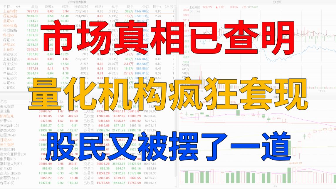 A股晚评：市场真相已查明，量化机构疯狂套现，股民又被摆了一道！