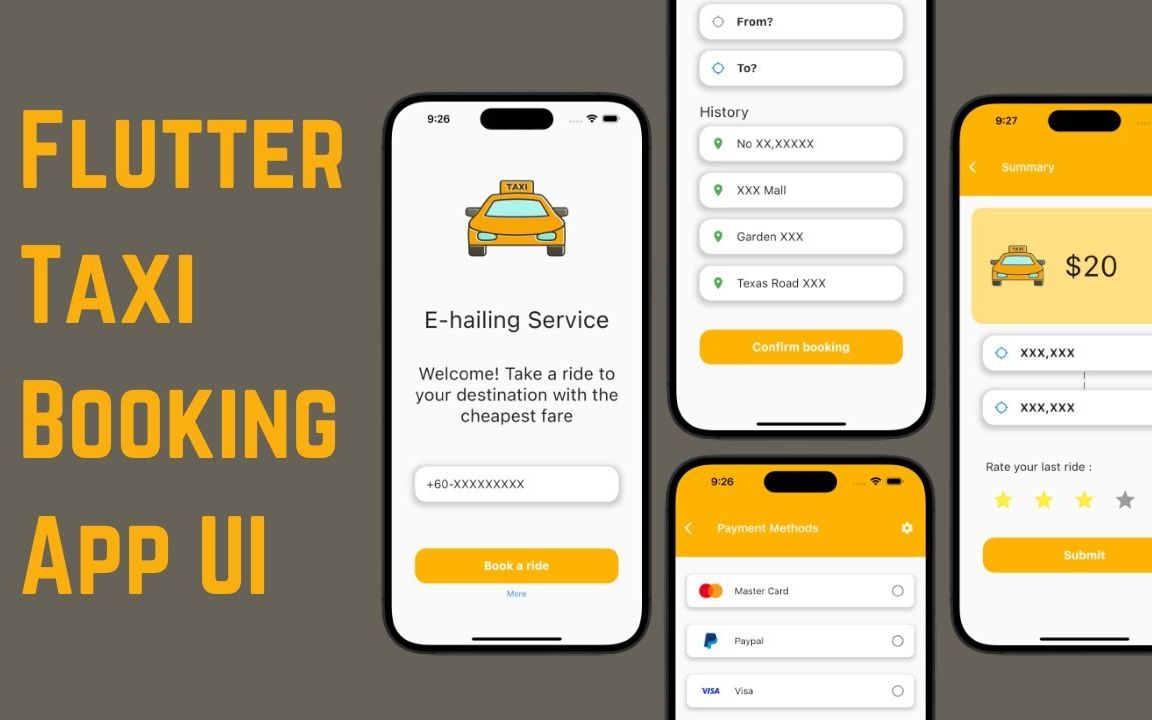 【Flutter】出租车预订 Flutter App UI | 支付界面  3哔哩哔哩bilibili