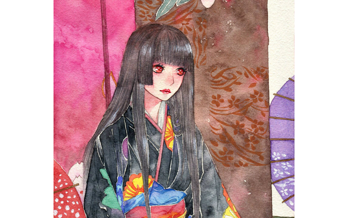 【咩毛水彩】地狱少女——阎魔爱【第十九期】_哔哩哔哩 (゜-゜)つロ