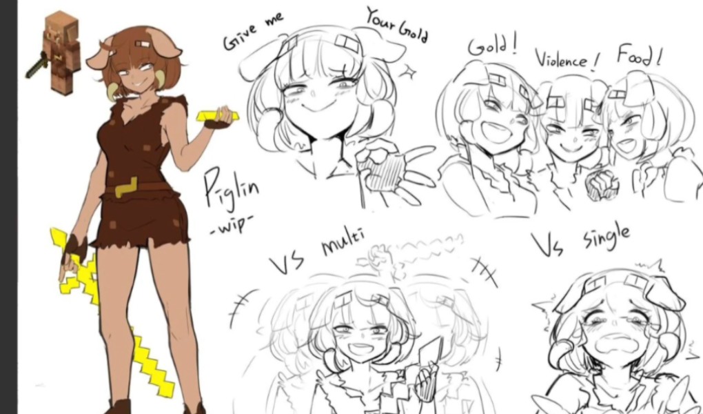 我的世界娘化档案之猪灵两姐妹