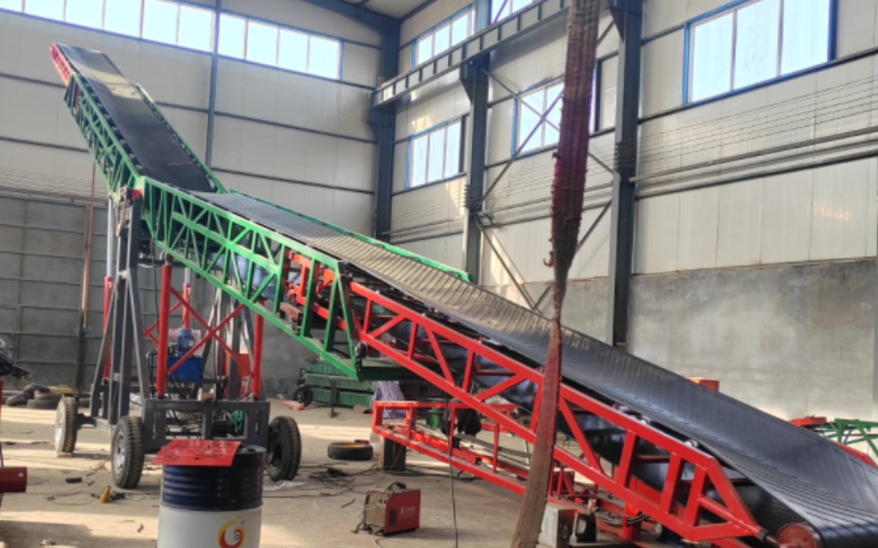 大型两节伸缩双翼输送机适用于港口集装箱物流食品二楼货物装车输送