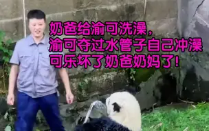 Video herunterladen: 奶爸给渝可洗澡，渝可夺过水管子自己冲澡，可乐坏了奶爸奶妈了！