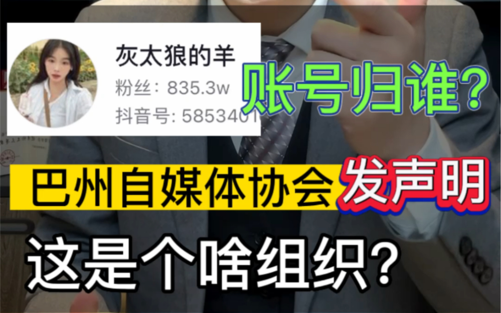 大网红:灰太狼的羊账号归谁?巴州自媒体协会发声,这是个啥组织?#灰太狼的羊 #噶羊少女 #惠然哔哩哔哩bilibili