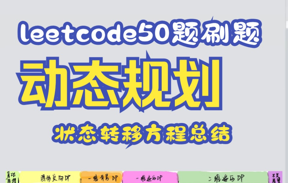 Leetcode动态规划——状态转移方程分类总结哔哩哔哩bilibili