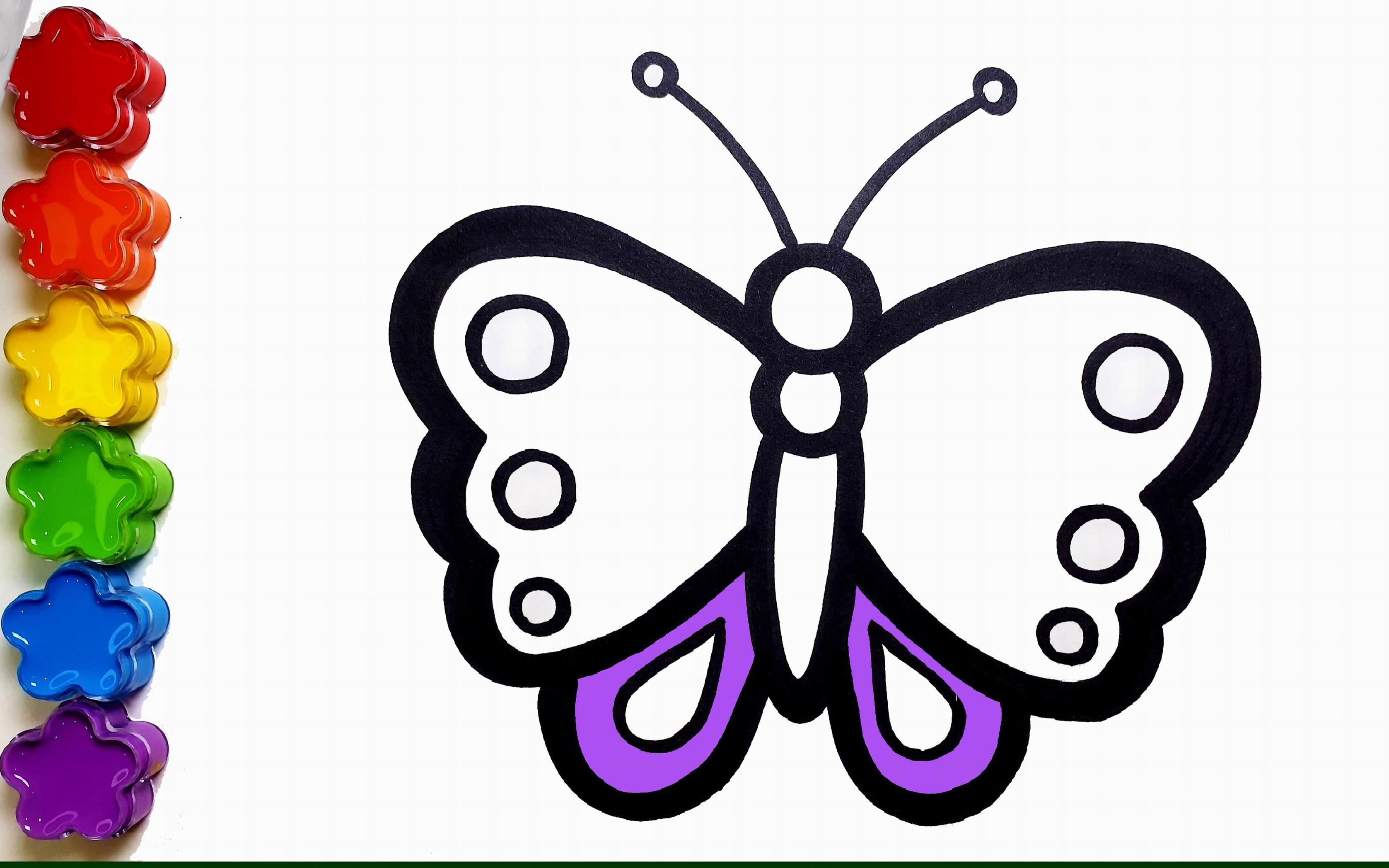 儿童绘画和着色7815蝴蝶 孩子们的简笔画填色 恰恰手工制作(cha