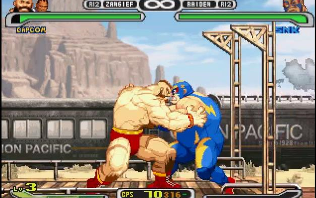 [图]PS1《CAPCOM vs SNK 2000 PRO》(美版)街机模式最低难度巴洛克和桑吉尔夫全胜通关