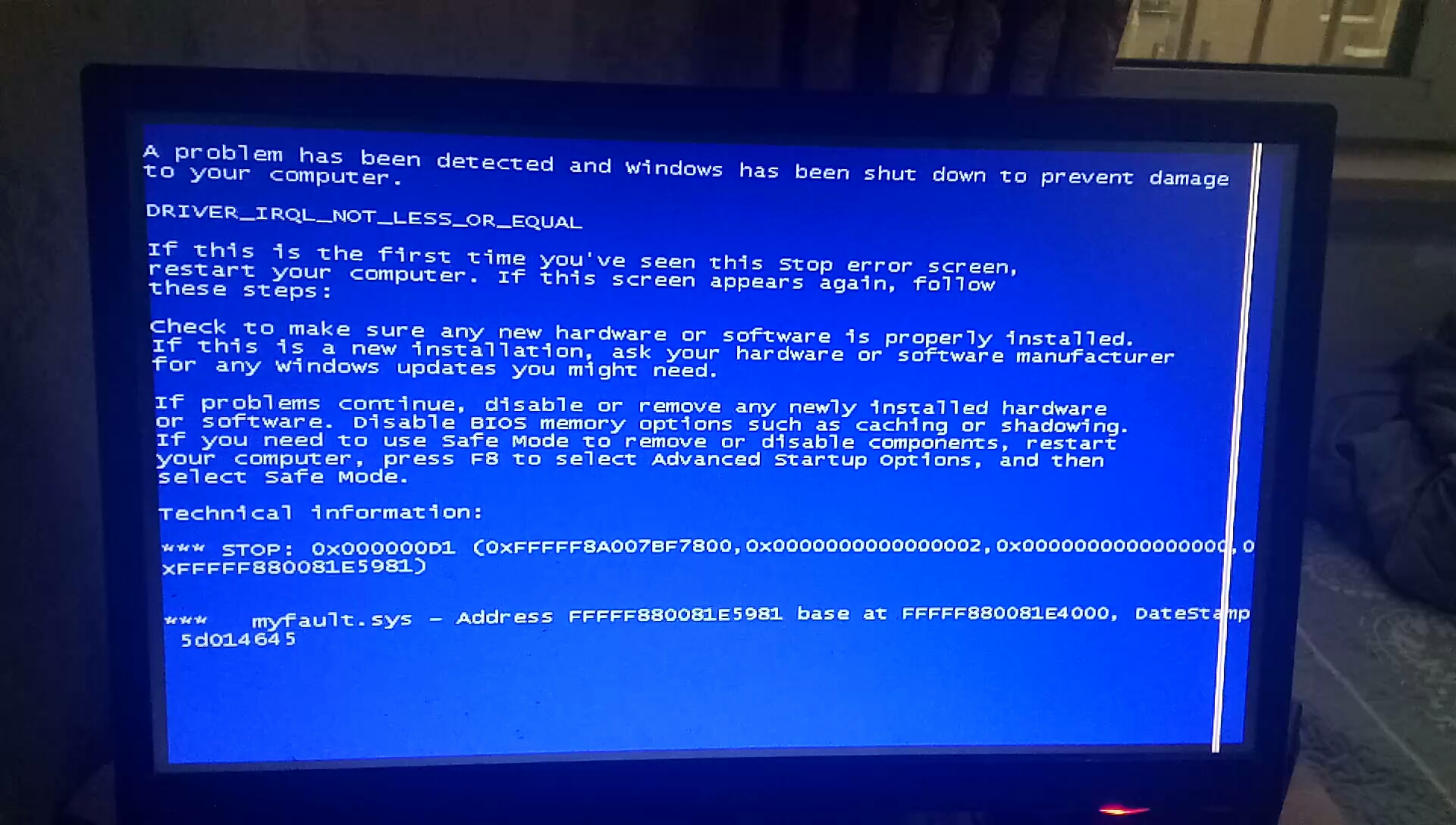 违法行为蓝屏死机