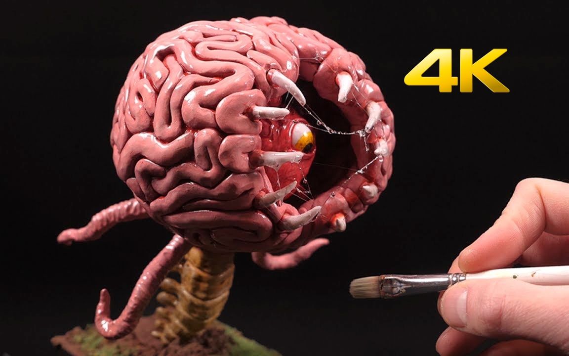 【4k】大佬制作《泰拉瑞亚》克苏鲁之脑逼真粘土雕像 