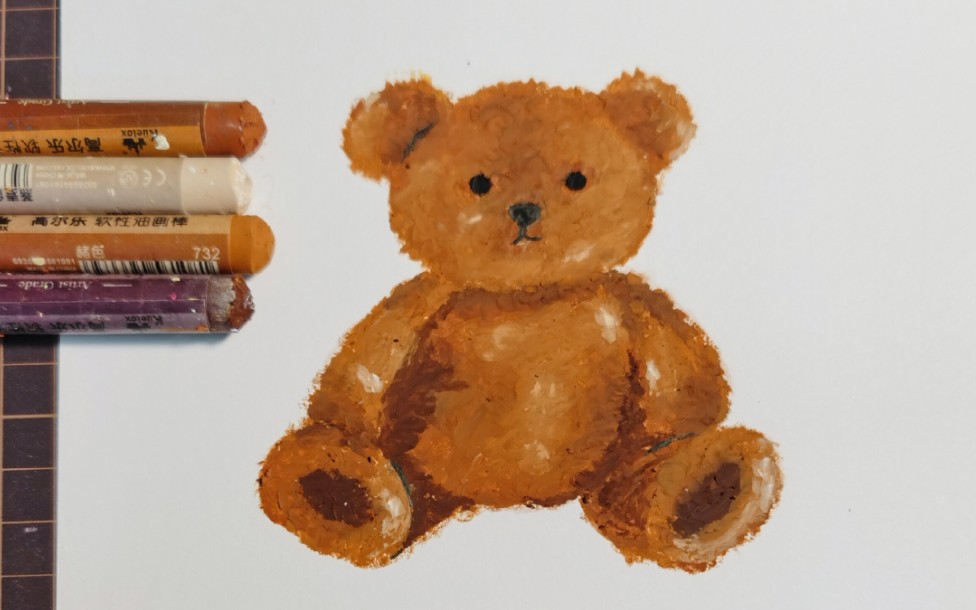 kira油画棒作品||绘画视频泰迪熊_哔哩哔哩_bilibili