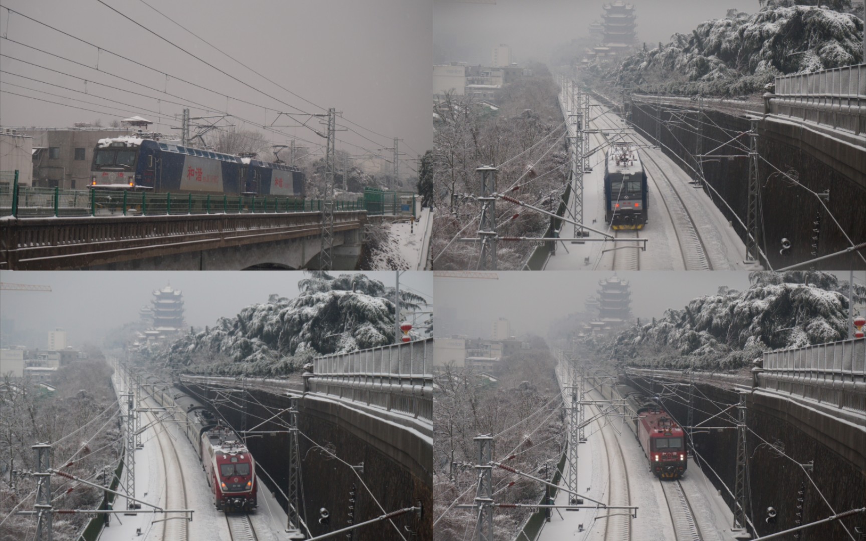 受武汉冻雨,大雪影响,京广线列车一路火花闪电,严重晚点实录(四)