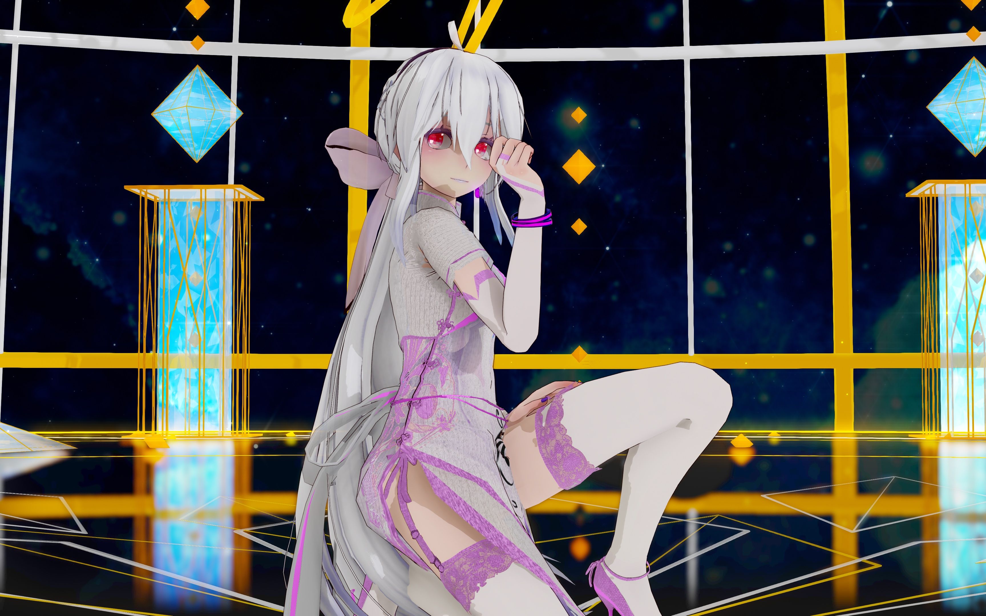 [mmd/4k/60fps] pink cat - 粉粉旗袍haku