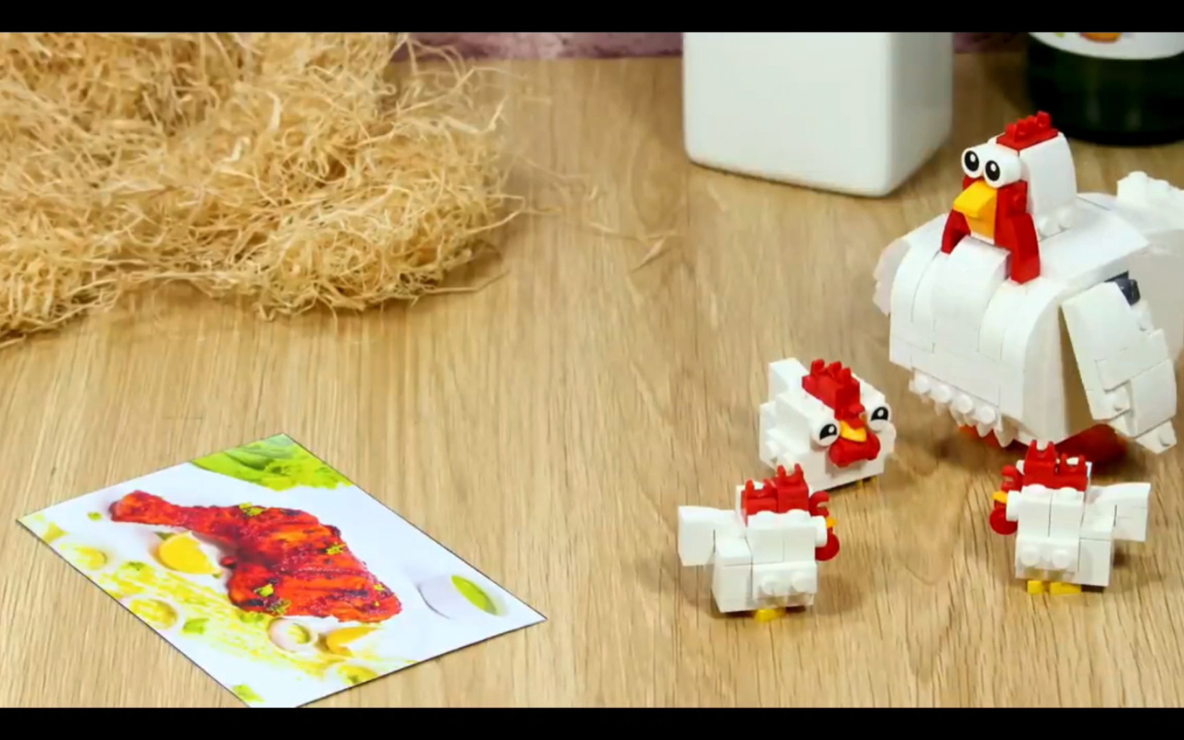 乐高动画,给母鸡制作美食烤鸡腿