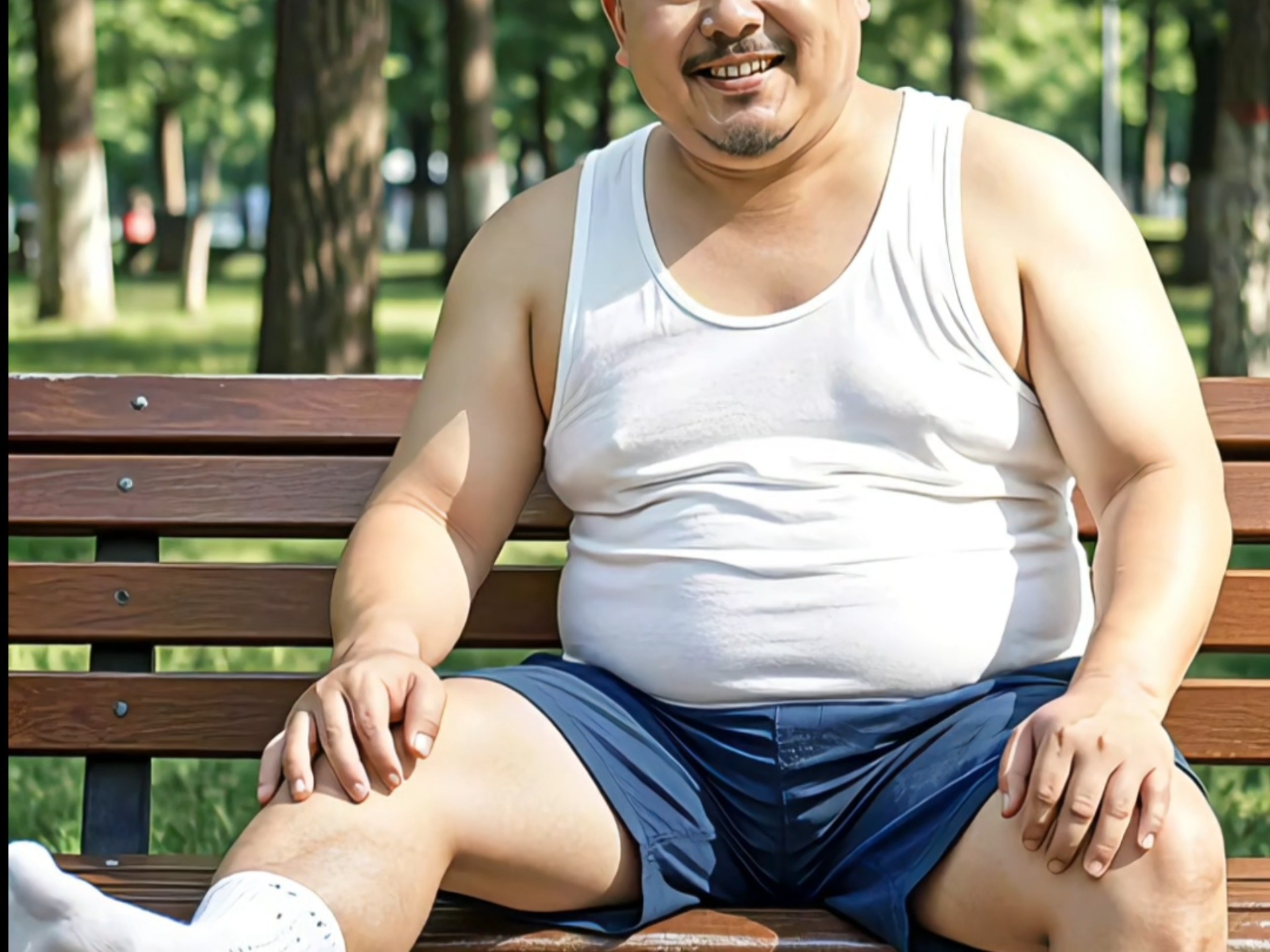 白背心白袜中年大叔