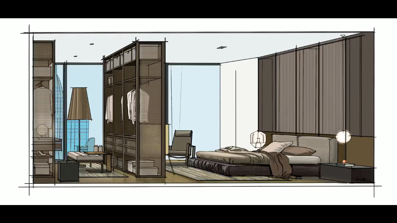 活动作品室内设计简单手绘表现procreate