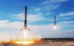 Download Video: ***警告 爆炸声浪*** SpaceX 双火箭回收现场双重音爆 @柚子木字幕组