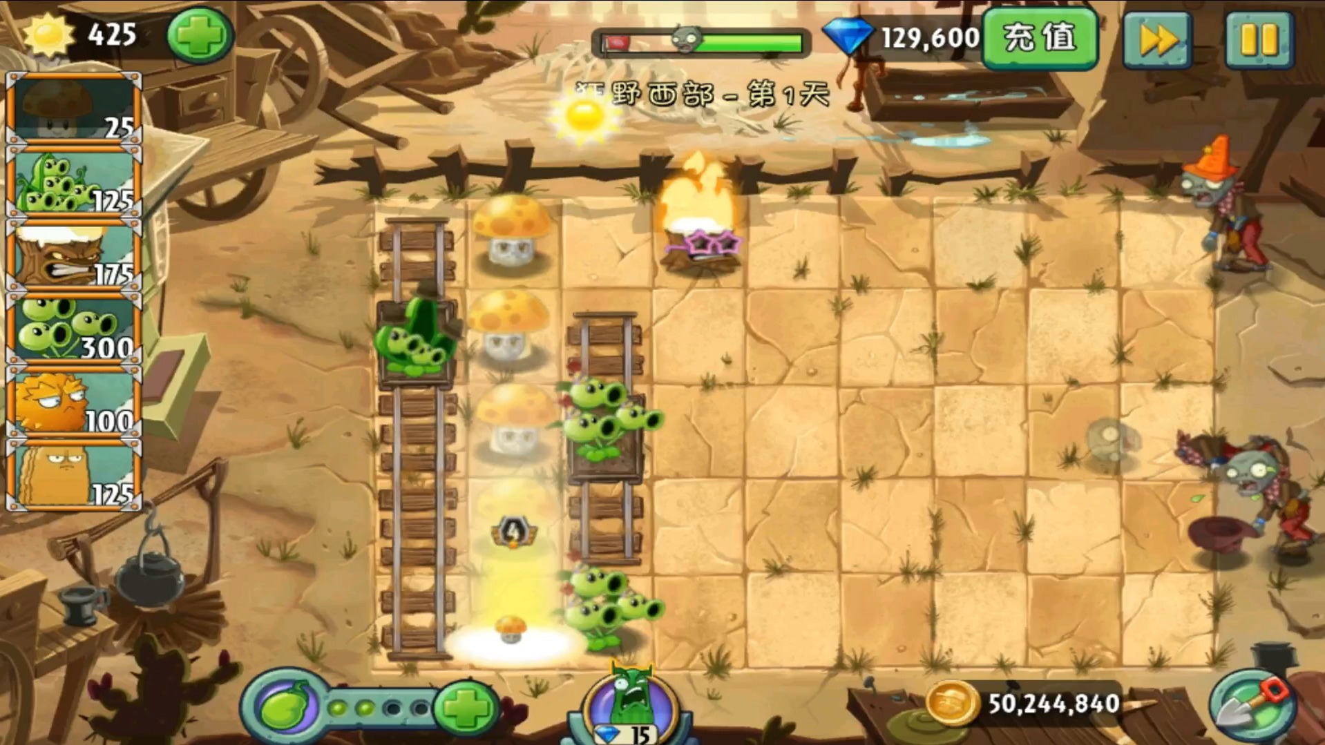 【寒冰】植物大战僵尸2狂野西部1-5