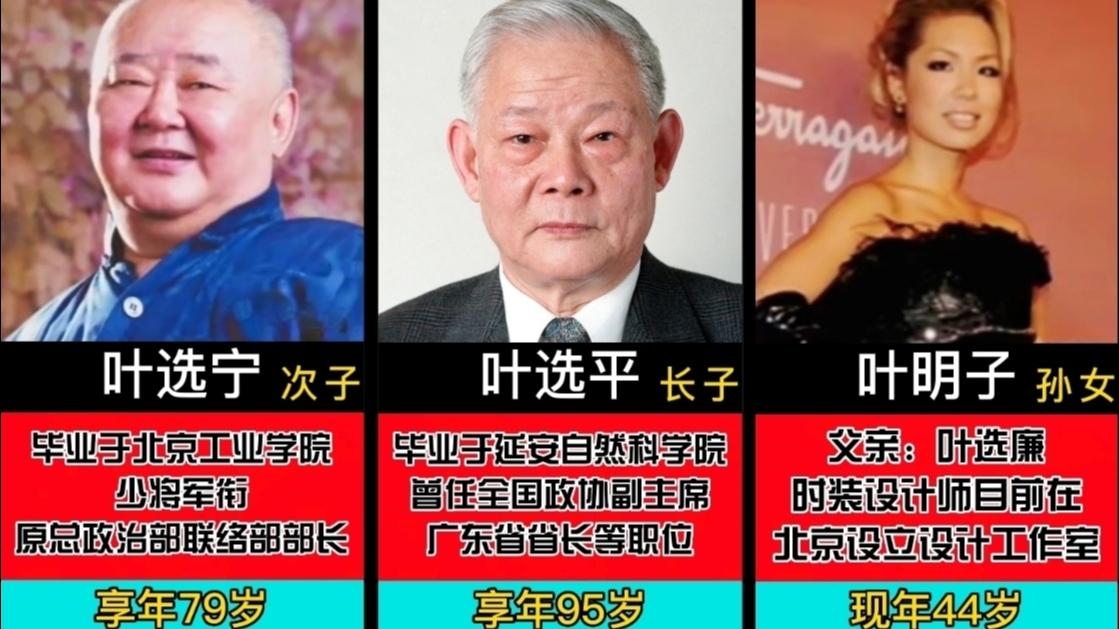 [图]叶剑英元帅的子孙后代现状，个个才华横溢。