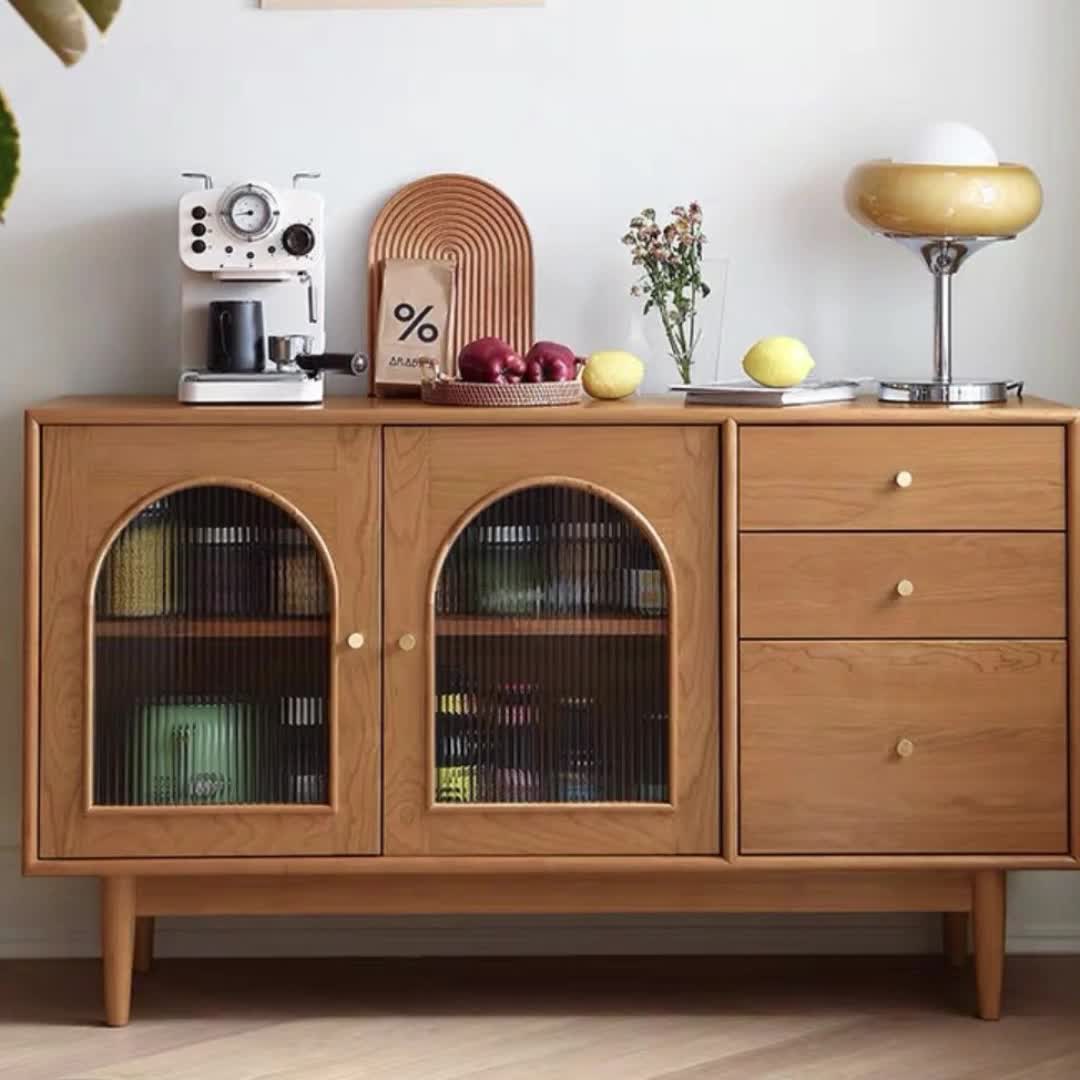 实木餐边柜北欧风茶水柜酒柜碗柜收纳餐具柜厨房橱柜茶水柜收纳柜2571