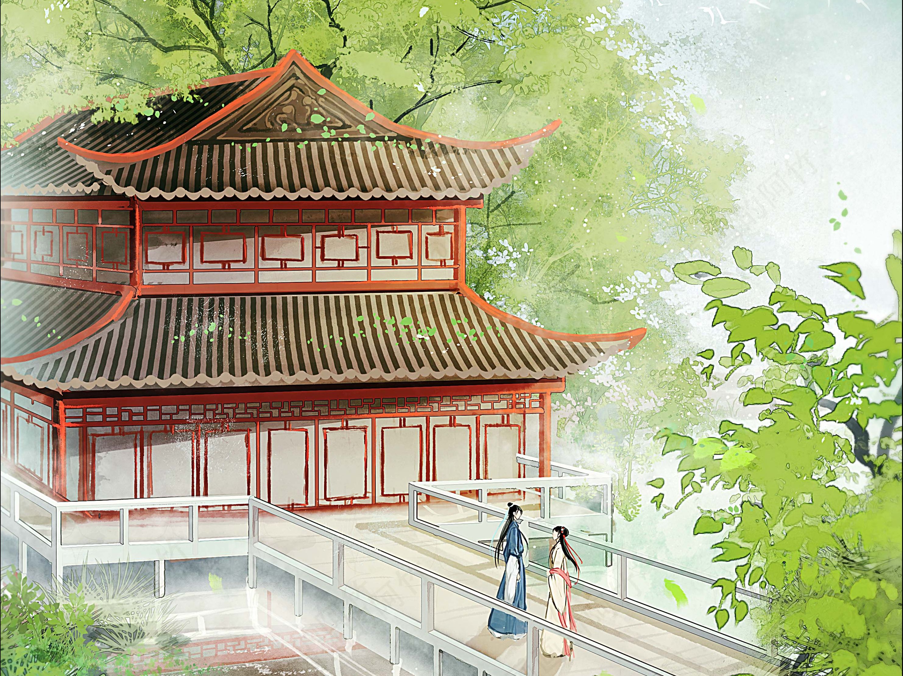 画了个古风小房子,进步一点点