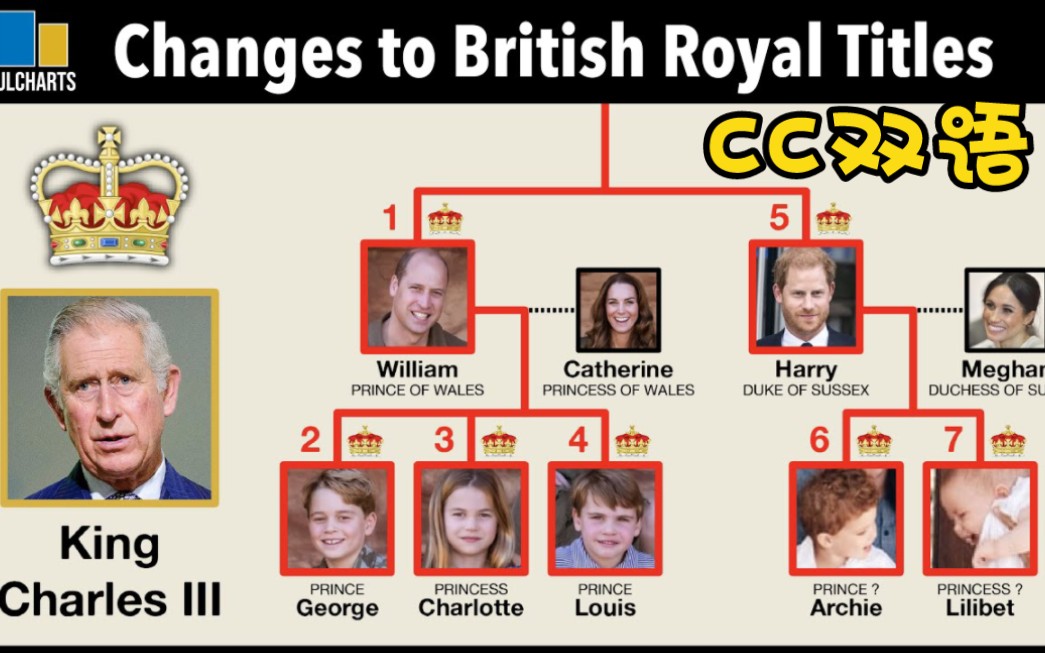 【CC双语】图表 | 伊丽莎白女王去世后英国王室头衔的变化 | Changes to British Royal Titles Since the哔哩哔哩bilibili