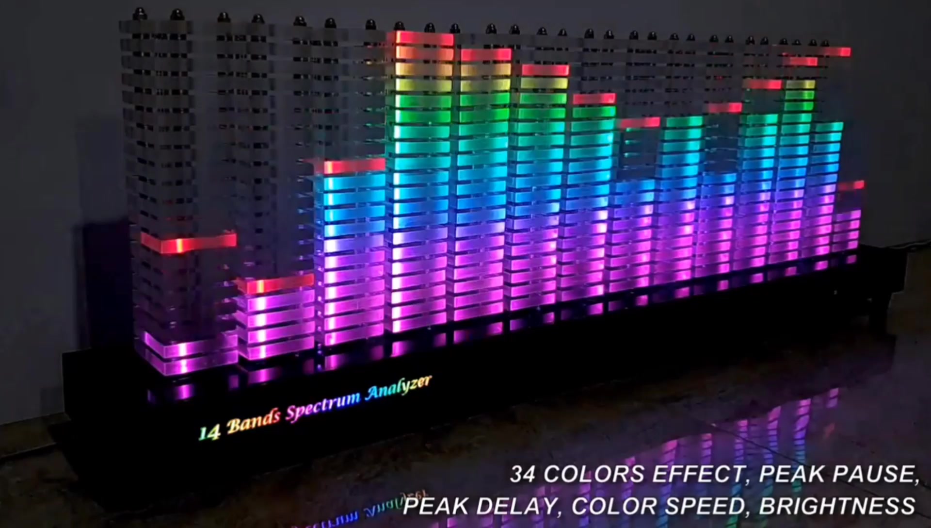制作了一个漂亮的14段音乐频谱灯,可以跟随音乐跳动,长1米,高35厘米.DMS308 V2哔哩哔哩bilibili