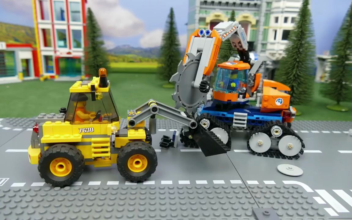 儿童玩具车儿童卡通乐高玩具挖掘机,拖拉机,消防车和警车