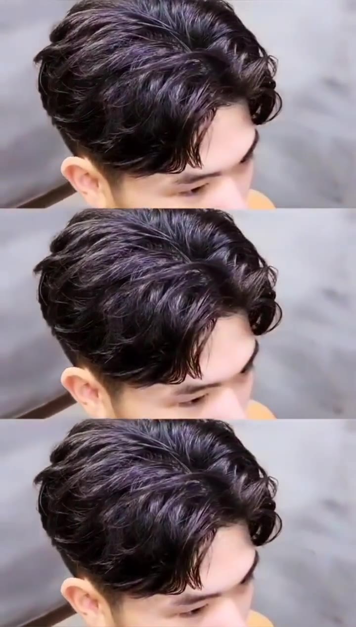 韩式纹理烫发型男中分图片