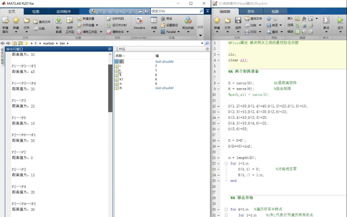 Matalab Floyd算法 弗洛伊德算法 任意两点间最短距离哔哩哔哩bilibili