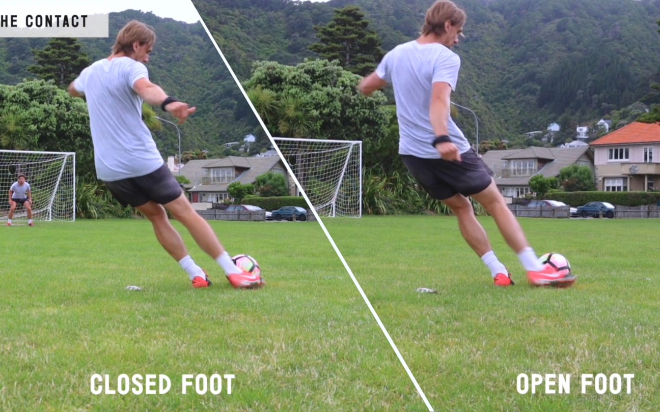 贝氏弧线任意球教学,附近远角踢法对比