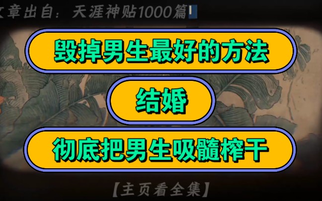 毁掉男生最好的方法,结婚,彻底把男生吸髓榨干!哔哩哔哩bilibili