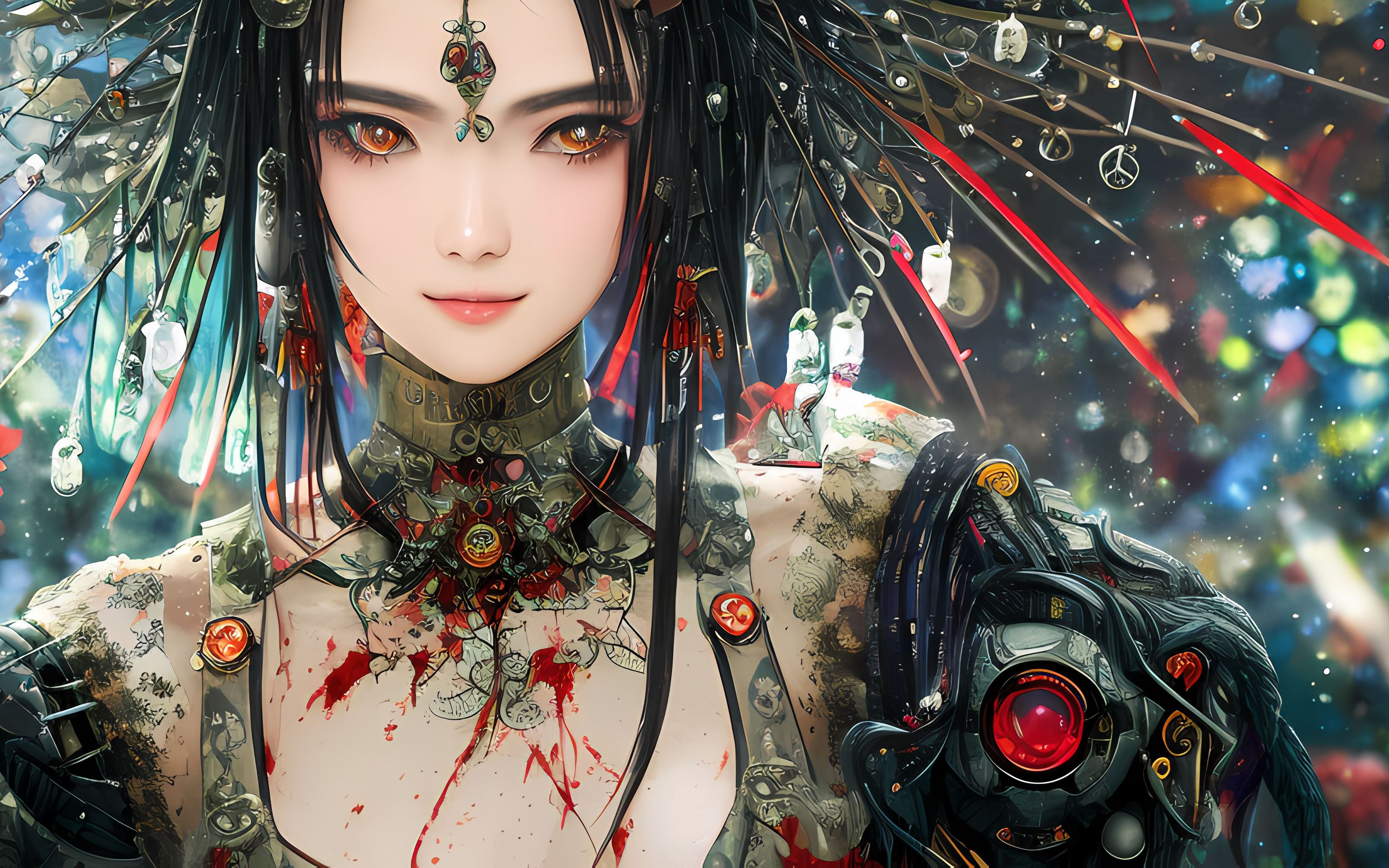 ai绘画——少女,机械,花